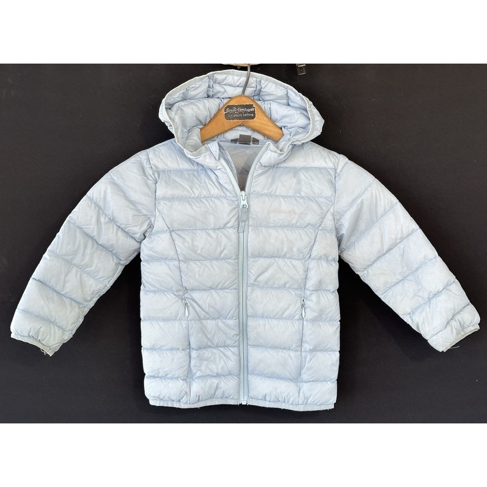 Eddie Bauer Kid's Down Jacket Hooded Blue Lightweight Sz XXS / 4